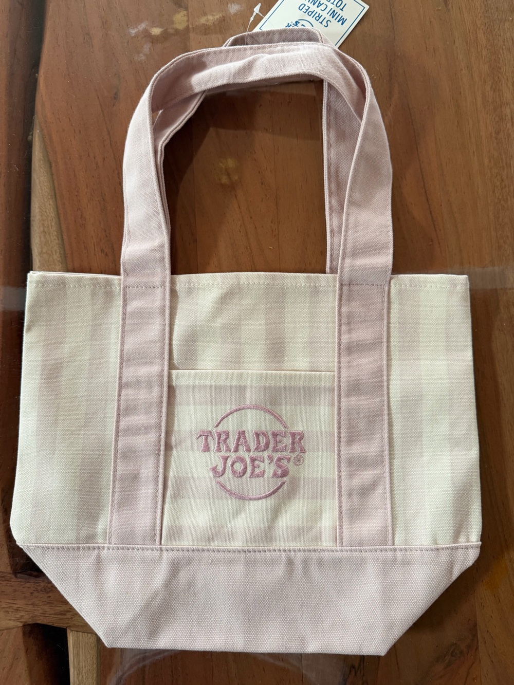 Trader Joe’s Pink Stripe Canvas Mini Tote limited edition